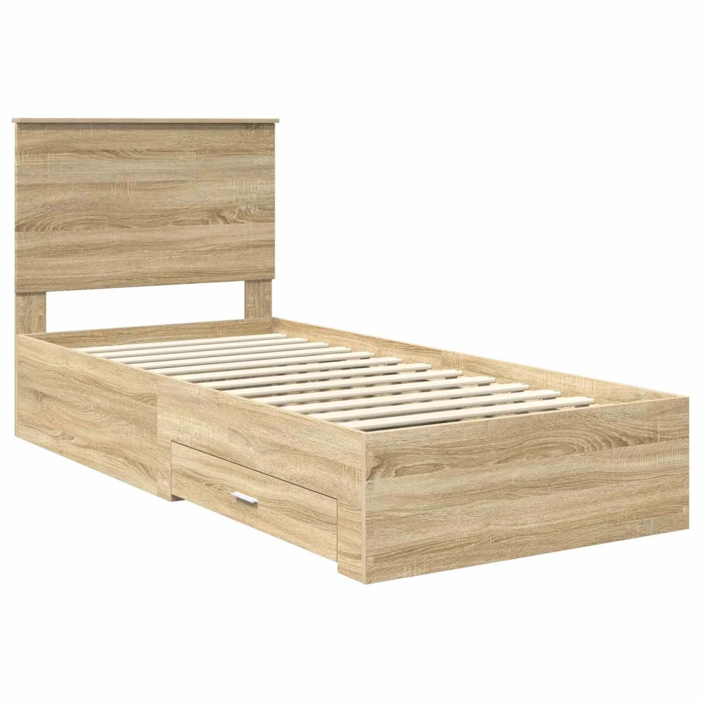 Struttura del letto Rovere Sonoma 90 x 190 cm Legno multistrato