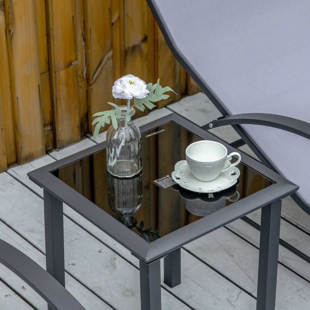 Set 2 Poltrone Relax con Tavolino ¨C zephmum ¨C Grigio, PolyRattan, 59x169x66 cm
