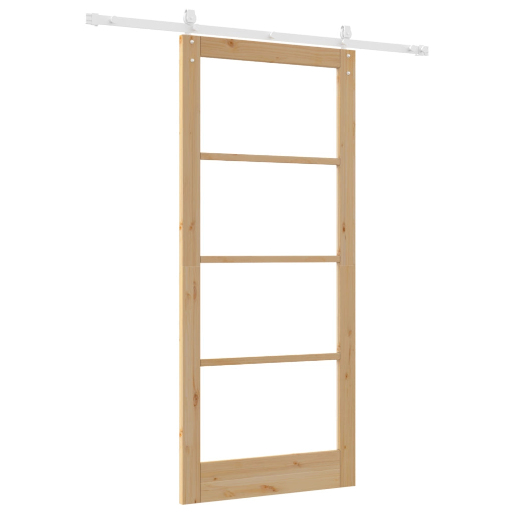 Set Porta Scorrevole  con kit di accessori 93x211 cm Legno Massello di Pino