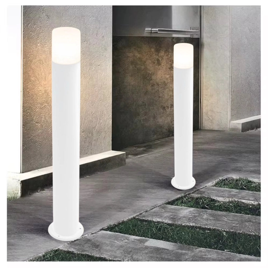 PALO LAMPIONCINO DA TERRA ATTACCO E27 DA ESTERNO IP54 - LAMPADA DA GIARDINO DESIGN MODERNO IN ALLUMINIO BIANCO