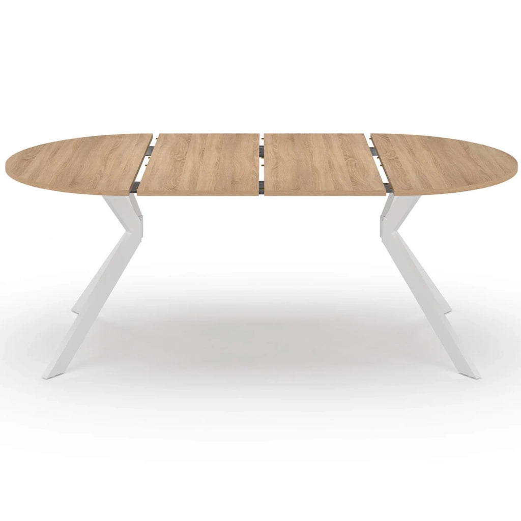 IDMarket - ALIX Tavolo da pranzo rotondo allungabile per 4-10 persone con gamba in legno e ragno bianco 110 - 200 cm