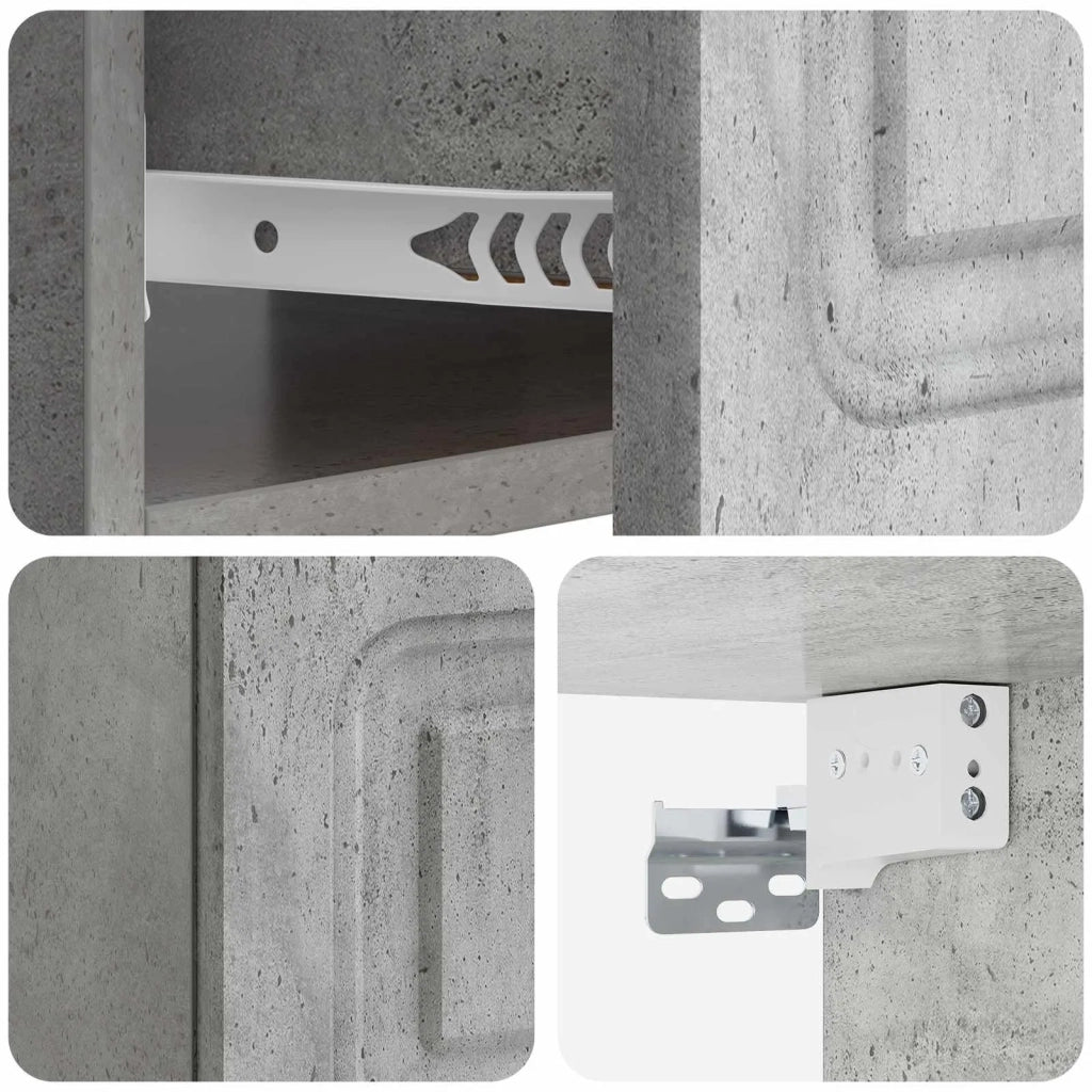 Mobiletto da notte a muro Grigio Cemento 49 x 34,5 x 20 cm