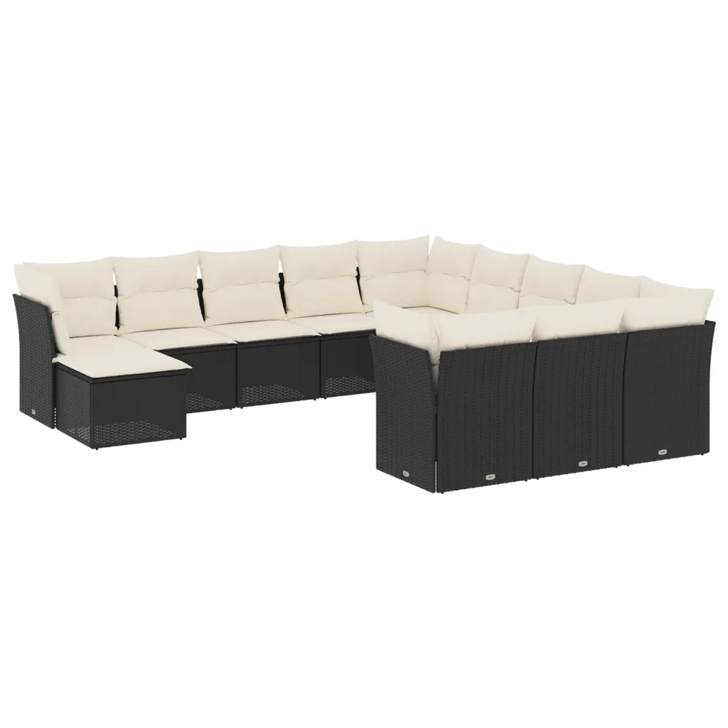 Set Divani da Giardino 12 pz con Cuscini Nero in Polyrattancod mxl 111554