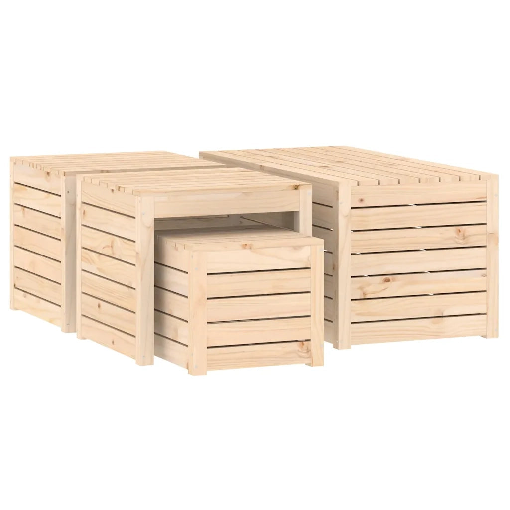 Set Cassette da Giardino 4 pz in Legno Massello di Pino 3154666