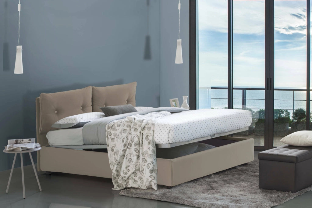Letto Matrimoniale Hanoi, Letto Matrimoniale Materasso Incluso Made in Italy, Grigio