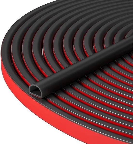 Tappeto di Gomma per Porta - Striscia di Sigillatura per Porta - 6 m Striscia di Sigillatura a U per Porta - Nastro di Sigillatura Autoadesivo per Tappeto di Porta - Isolamento Acustico - Impermeabile - Anti-Collisione 9 x 6 mm - Nero