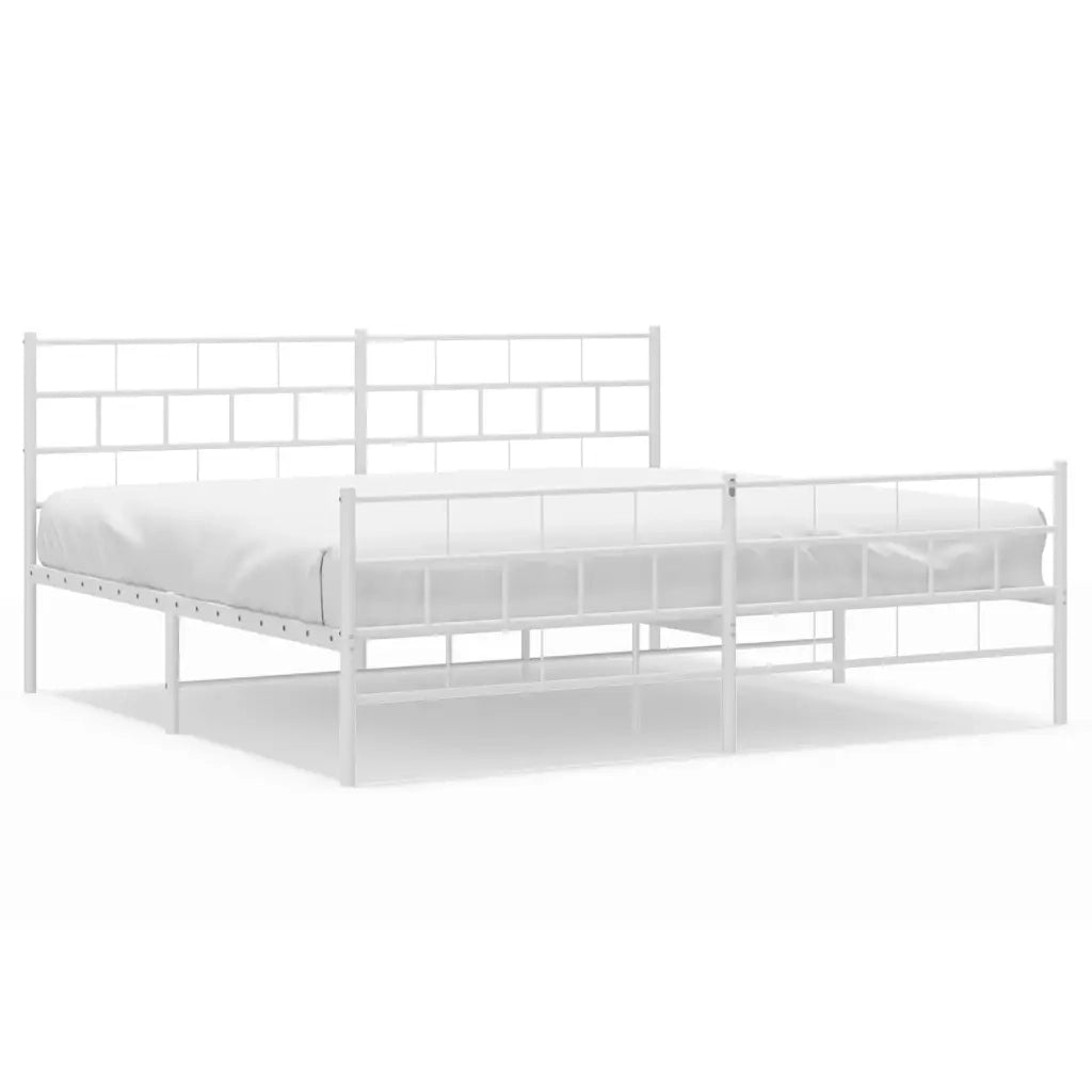 Giroletto con Testiera e Pediera-Struttura Letto Metallo Bianco 200x200 cm 854547