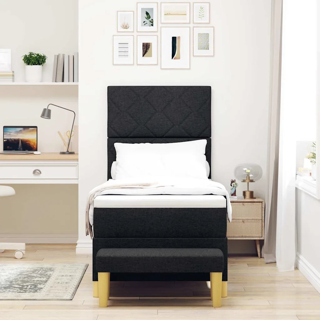 Letto a molle con cuscino con testiera Nero 200 x 80 cm Tessuto 3344333