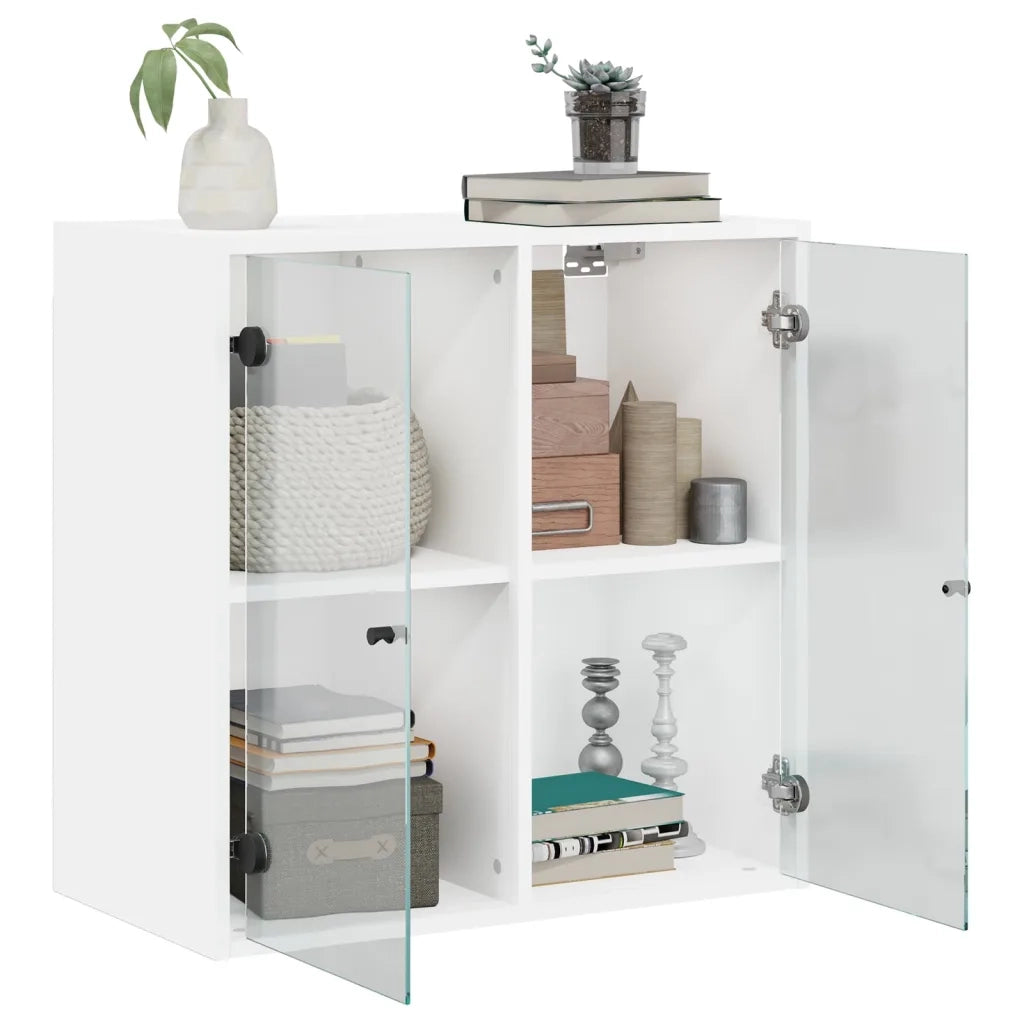 Mobile a Muro con Ante in Vetro Bianco 68x37x68,5 cm 836490