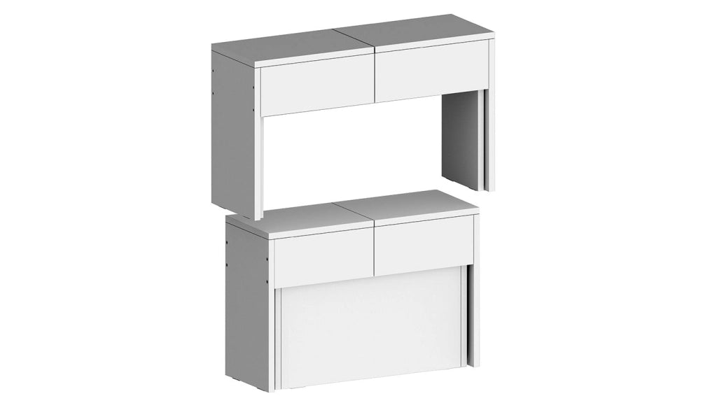 Set 2 Panche Allungabili 66/290x25x45 cm Pratika Singola A e B Bianco Lucido