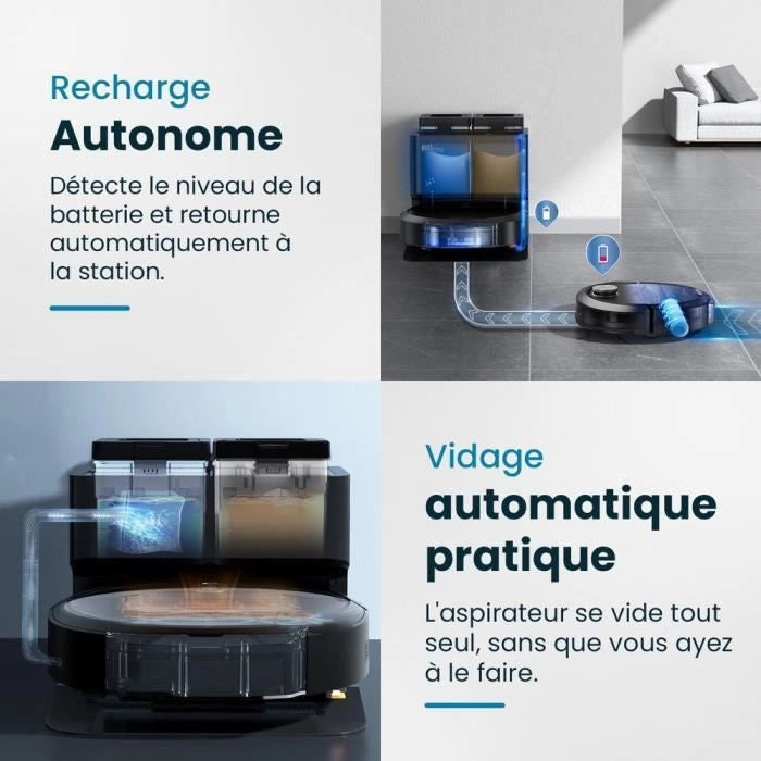 Robot aspirapolvere e scopa connesso con base svuotante EZICLEAN All-in-one Z10 Plus - 240 min - 6000 pa - 180 m - 1,5 L