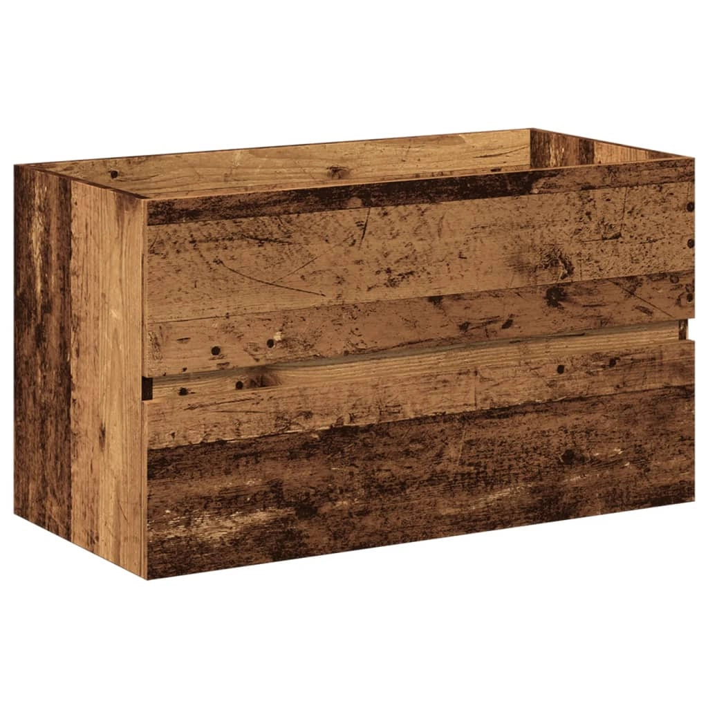Mobile lavabo a parete con lavabo integrato 80 x 38,5 x 45 cm ampio vano contenitore stile vintage legno anticato 02_0055848