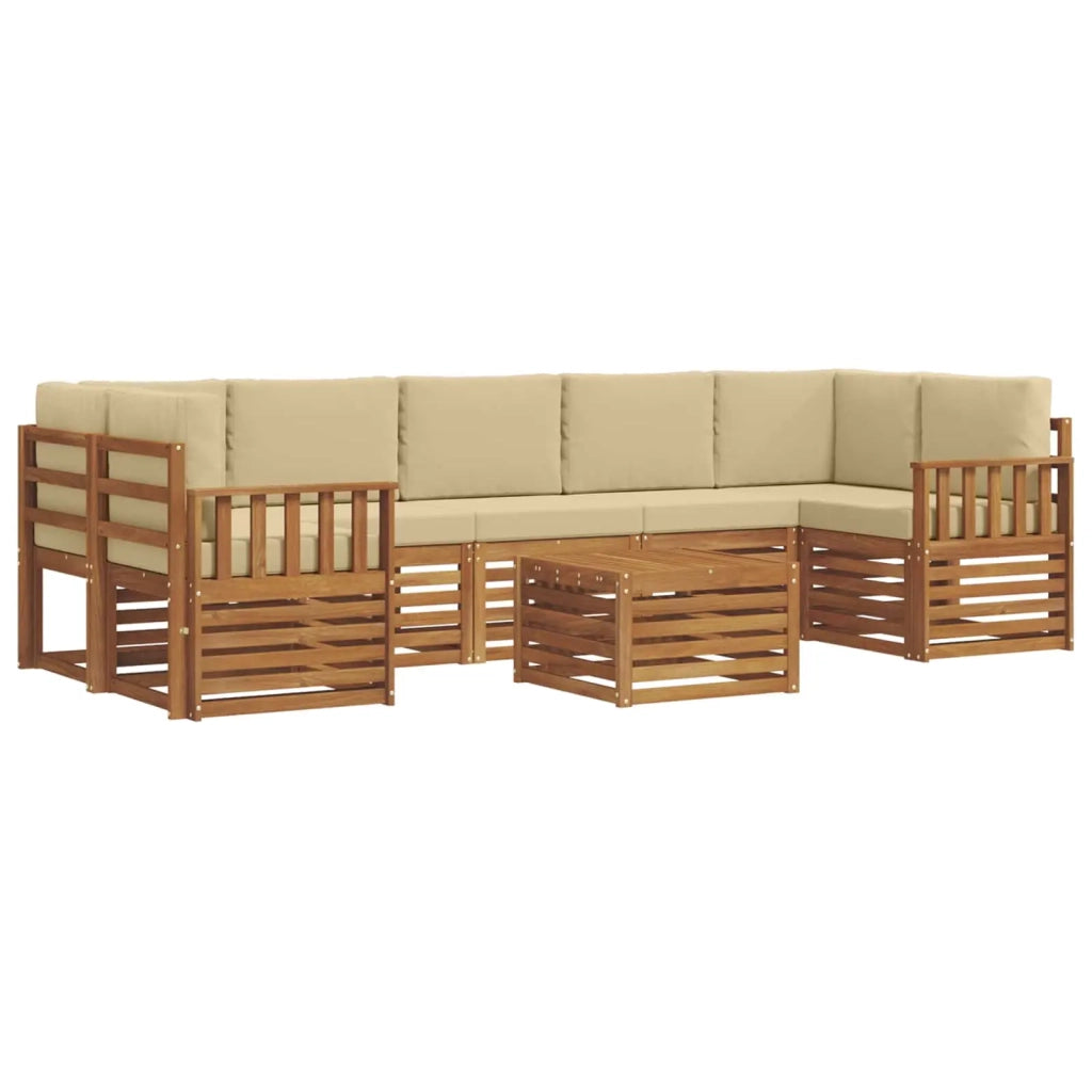 Set di divani da esterno con cuscino 8 pcs Naturale e Beige 3374523