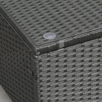 Ousunny Tavolino da Esterni in Rattan PE con Piano in Vetro Temperato, 85x50x39cm, Nero