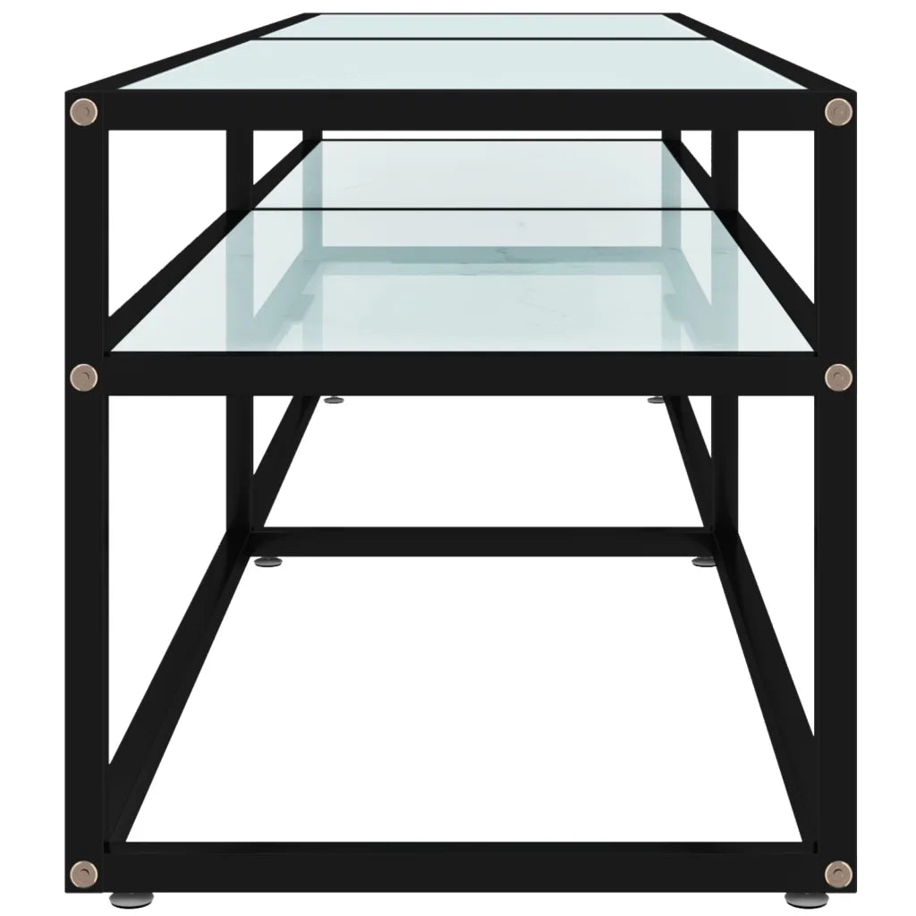 Mobile Porta TV Marmo Bianco 160x40x40,5 cm in Vetro Temperato 331720