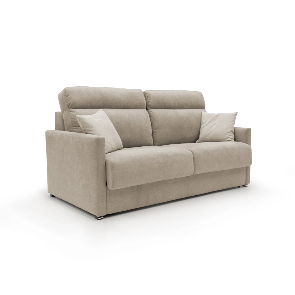 Margot Divano letto matrimoniale con schienale morbido alto in tessuto T02 176 cm (mat. 140x197) beige