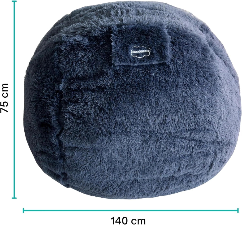 Pouf Poltrona a Sacco Gigante in Pelliccia Sintetica - Ultra Morbido e Confortevole - Fodera Lavabile - Imbottitura in Schiuma, Qualità Premium - Bean Bag XXL (140 cm, Grigio)