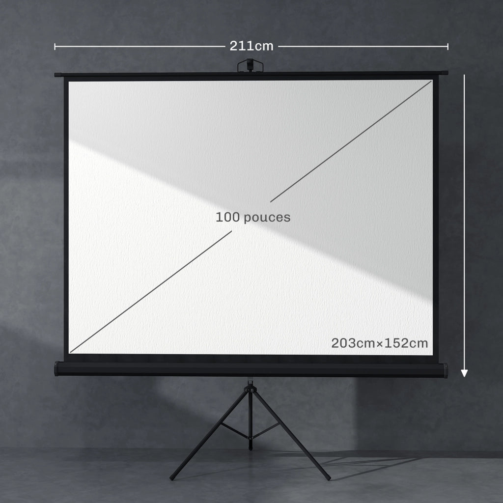 Schermo Proiezione 100 Pollici ¨C zephmum ¨C Supporto Treppiede Regolabile 4K HD 4:3