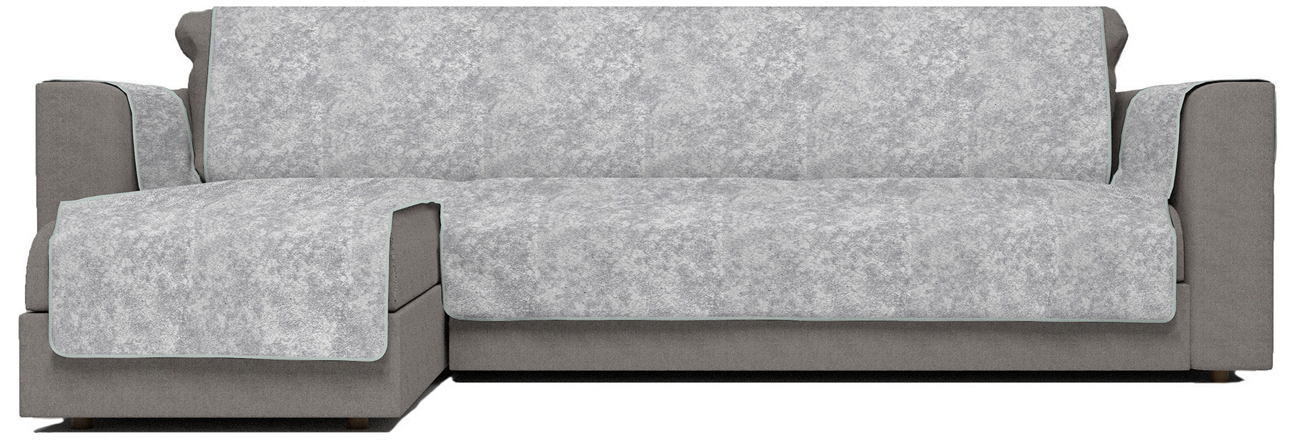 Copridivano con Penisola Sinistra Seduta 290 cm in Poliestere e Cotone Grigio Chiaro