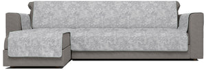 Copridivano con Penisola Sinistra Seduta 290 cm in Poliestere e Cotone Grigio Chiaro