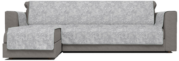 Copridivano con Penisola Sinistra Seduta 290 cm in Poliestere e Cotone Grigio Chiaro