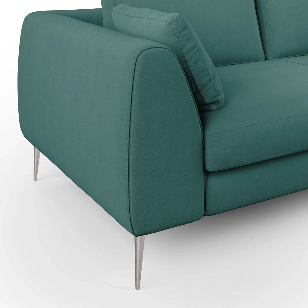 Plano Divano moderno in microfibra tecnica smacchiabile T11 216 cm petrolio