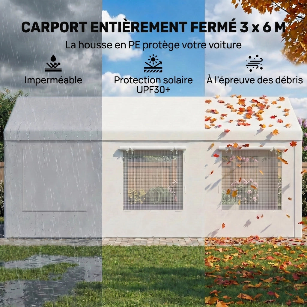 Tenda Auto Garage 3x6m ¨C Minimal ¨C Bianco