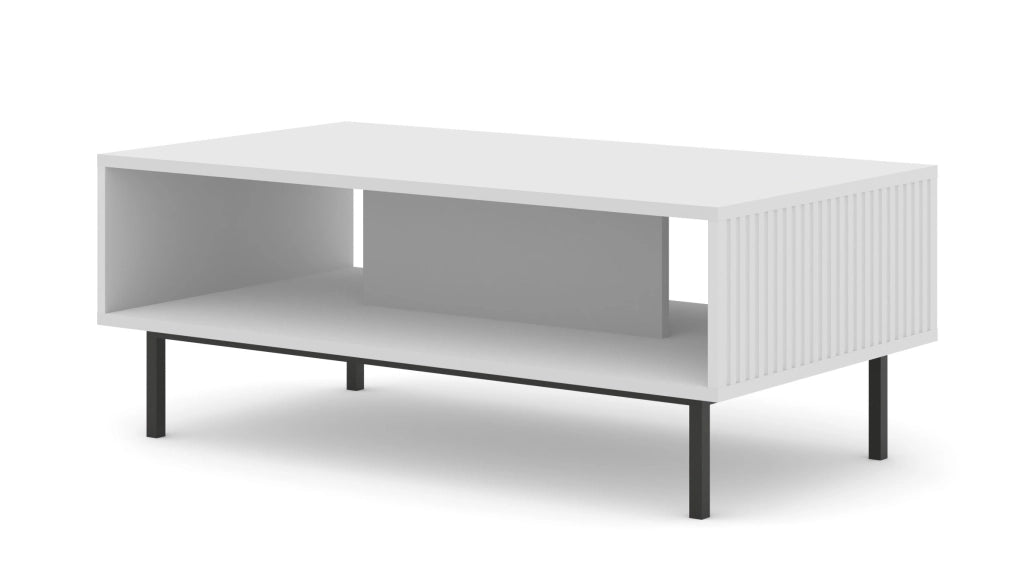 TAVOLINO DA CAFFÈ RAVENNA B IN MDF FOGLIATO 90x60x45 BIANCO OPACO STRUTTURA NERA