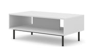 TAVOLINO DA CAFFÈ RAVENNA B IN MDF FOGLIATO 90x60x45 BIANCO OPACO STRUTTURA NERA