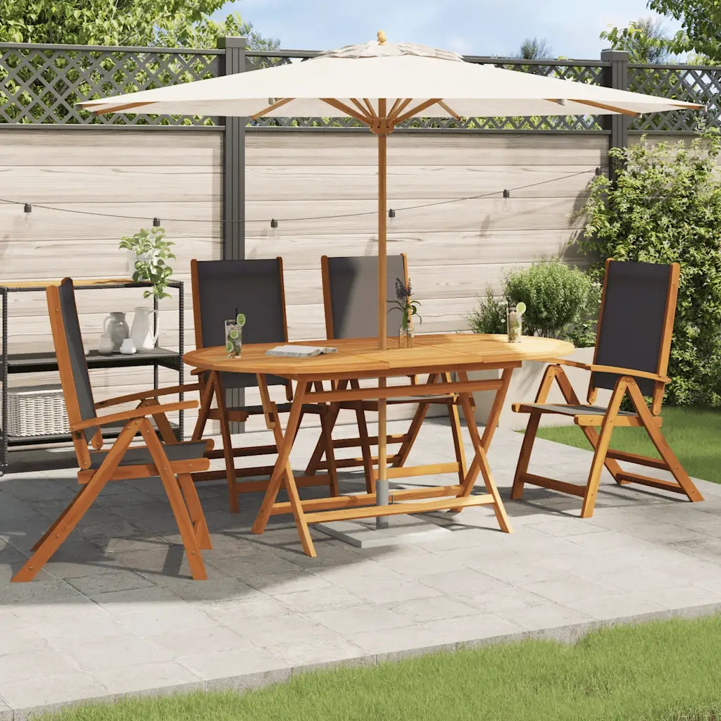 Sedie Giardino Pieghevoli 4 pz | Sedie da Esterno Legno Massello Acacia e Textilene