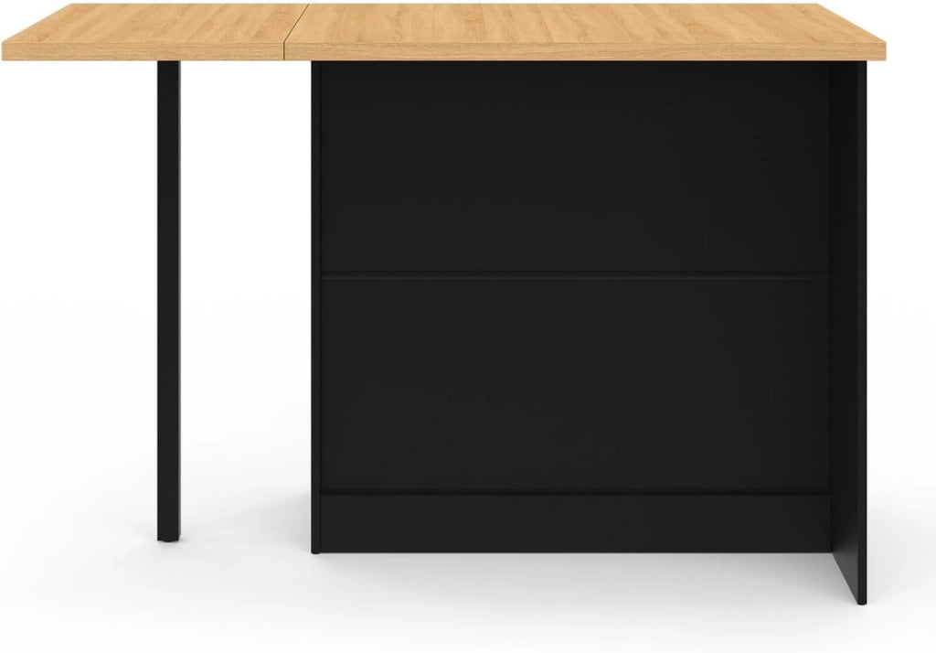 Isola centrale CESAR 140 cm in legno nero con piano di lavoro effetto faggio