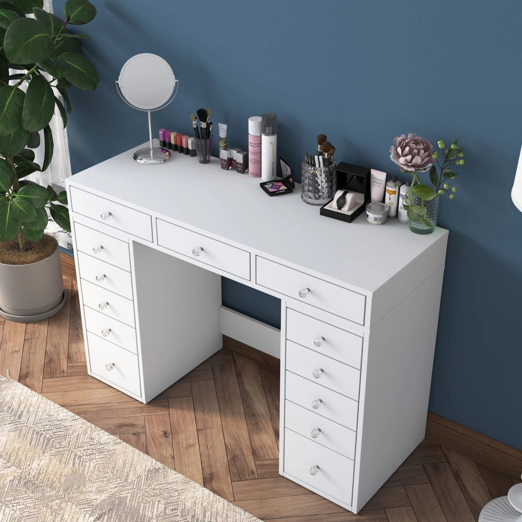 Comodino "Sena" con cassetti in legno incorporati - 120 x 44 x 82 cm - Bianco