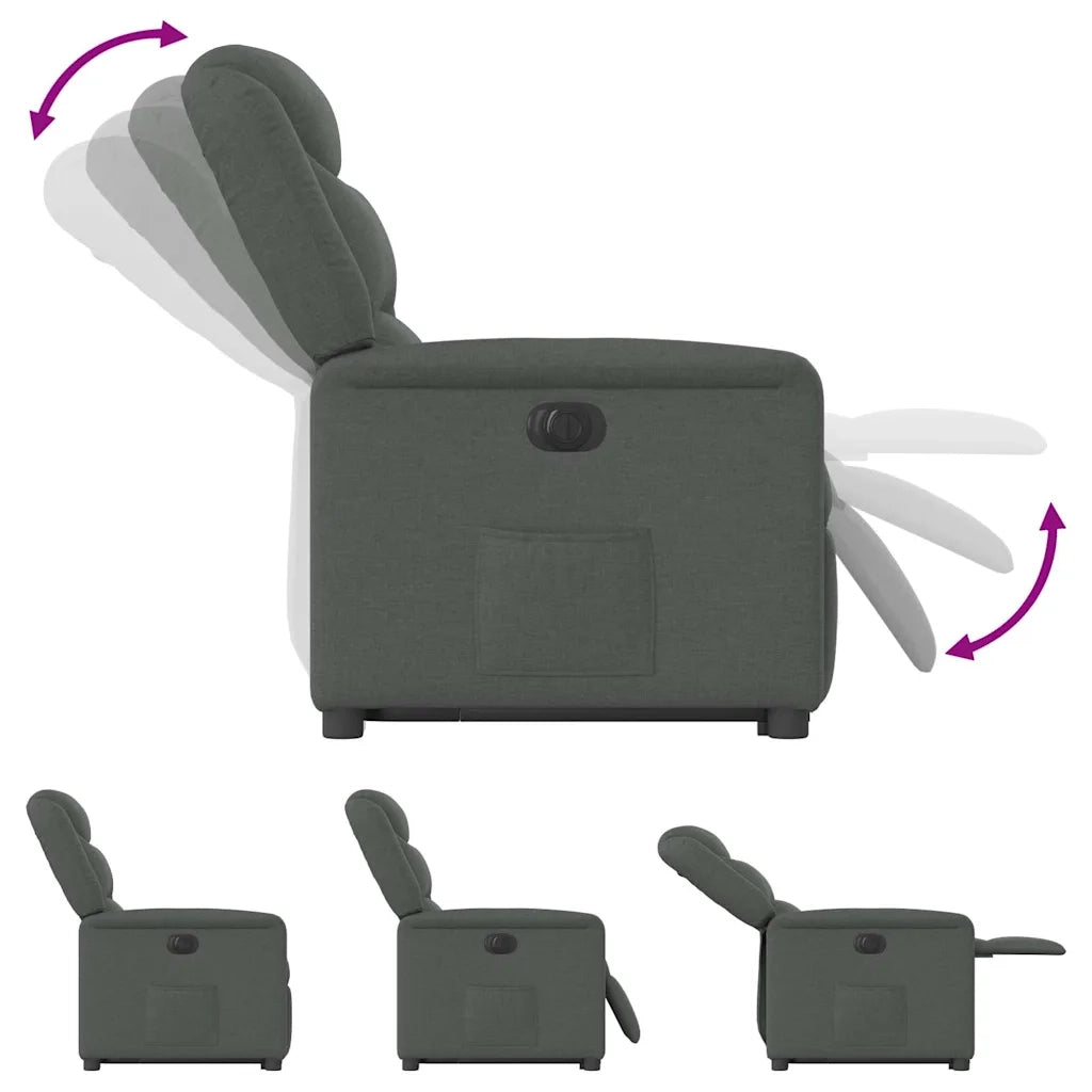 Poltrona Alzapersona Reclinabile Elettrica Grigio Scuro Tessuto 3303215