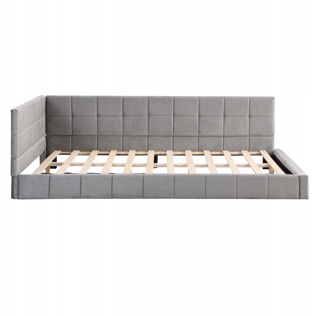 Letto a giorno in velluto grigio - Xylo - 140x200