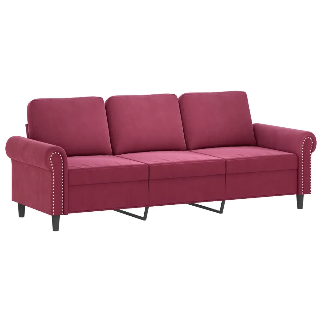 Set di Divani 2 pz con Cuscini Rosso Vino in Velluto 3202254