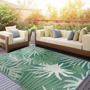 Tappeto esterno UV-resistente da 150x245 cm - tappeto in plastica riciclata reversibile a motivi di paglia - tappeto per patio, balcone, spiaggia, giardino - verde