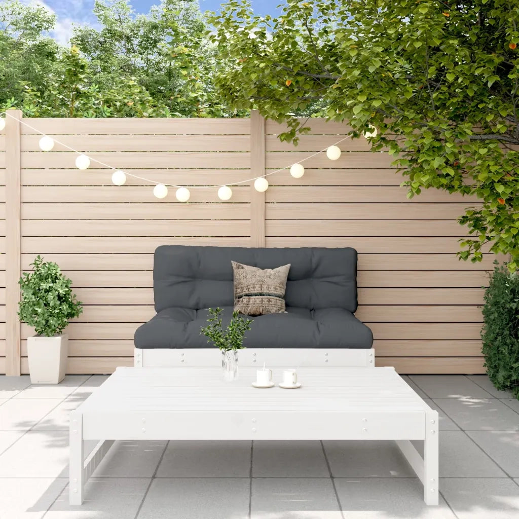 Salotto da Giardino-Set Salotto da Giardino 2 pz Bianco in Legno Massello di Pino