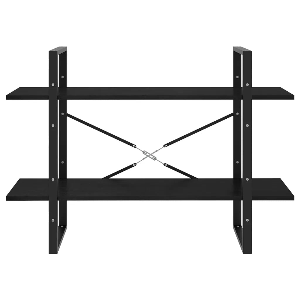 Libreria a 2 Ripiani Nera 100x30x70 cm in Massello di Pino 806476