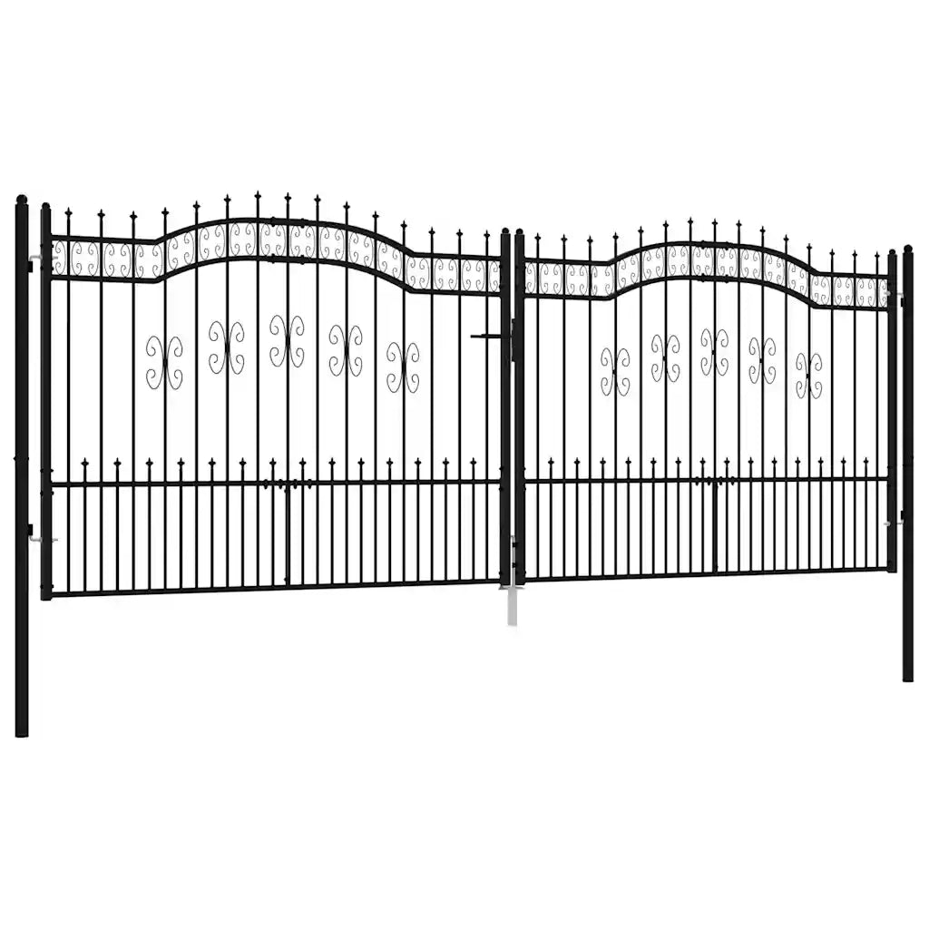 Cancello per recinzione Kampen con punta a lancia Nero 394,5x150 cm in acciaio 151102