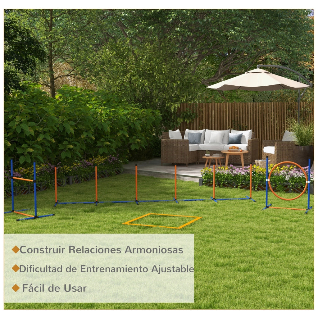 Set Agility per Cani 4 Pezzi ¨C Xylo ¨C Slalom Salto Riposo Arancione Blu