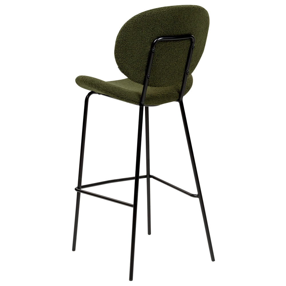 Set di 2 sedie da pranzo Verde Scuro con gambe senza braccioli Bouclè PU Gambe in ferro nero Design contemporaneo e retrò Sedute per la sala da pranzo