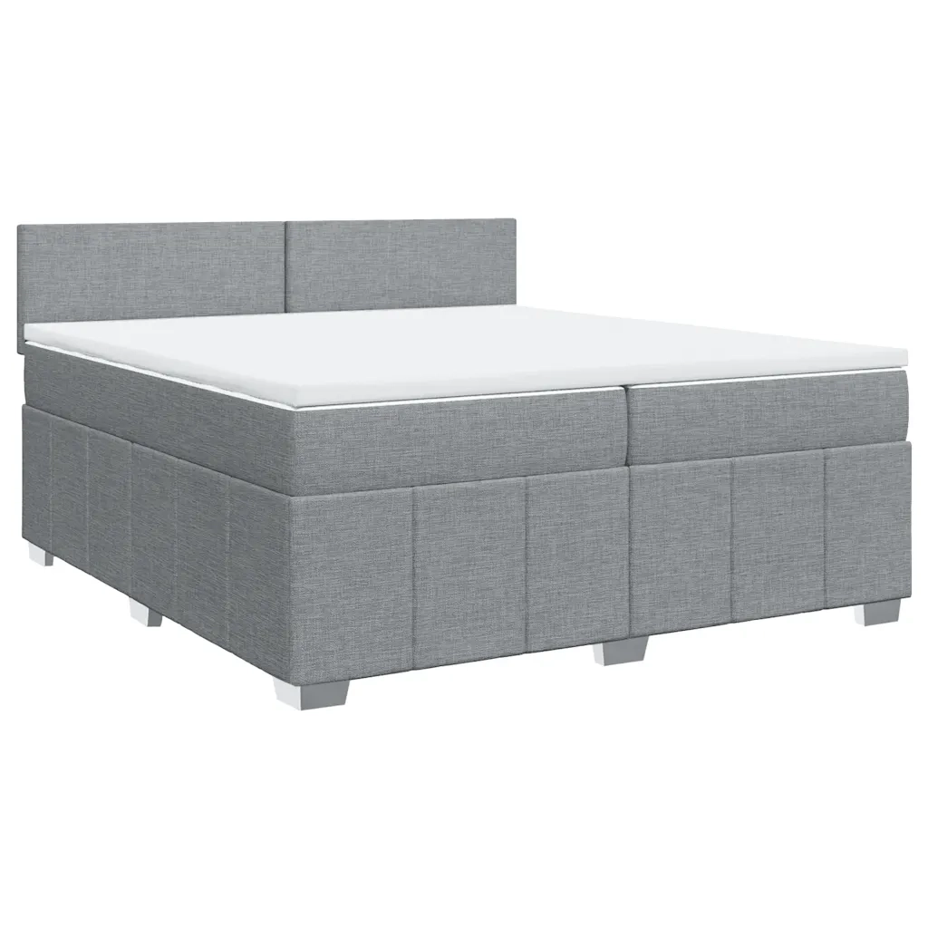 Giroletto a Molle con Materasso Grigio Chiaro 200x200cm Tessuto