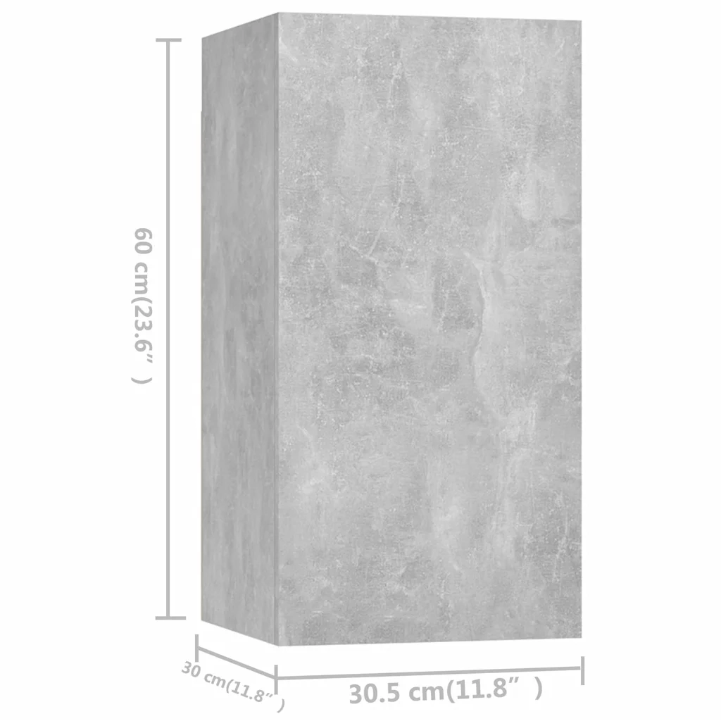 Set Mobile Porta TV 8 pz Grigio Cemento in Truciolato