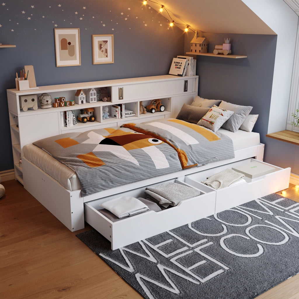 Letto daybed con contenitori in MDF 140x200 cm