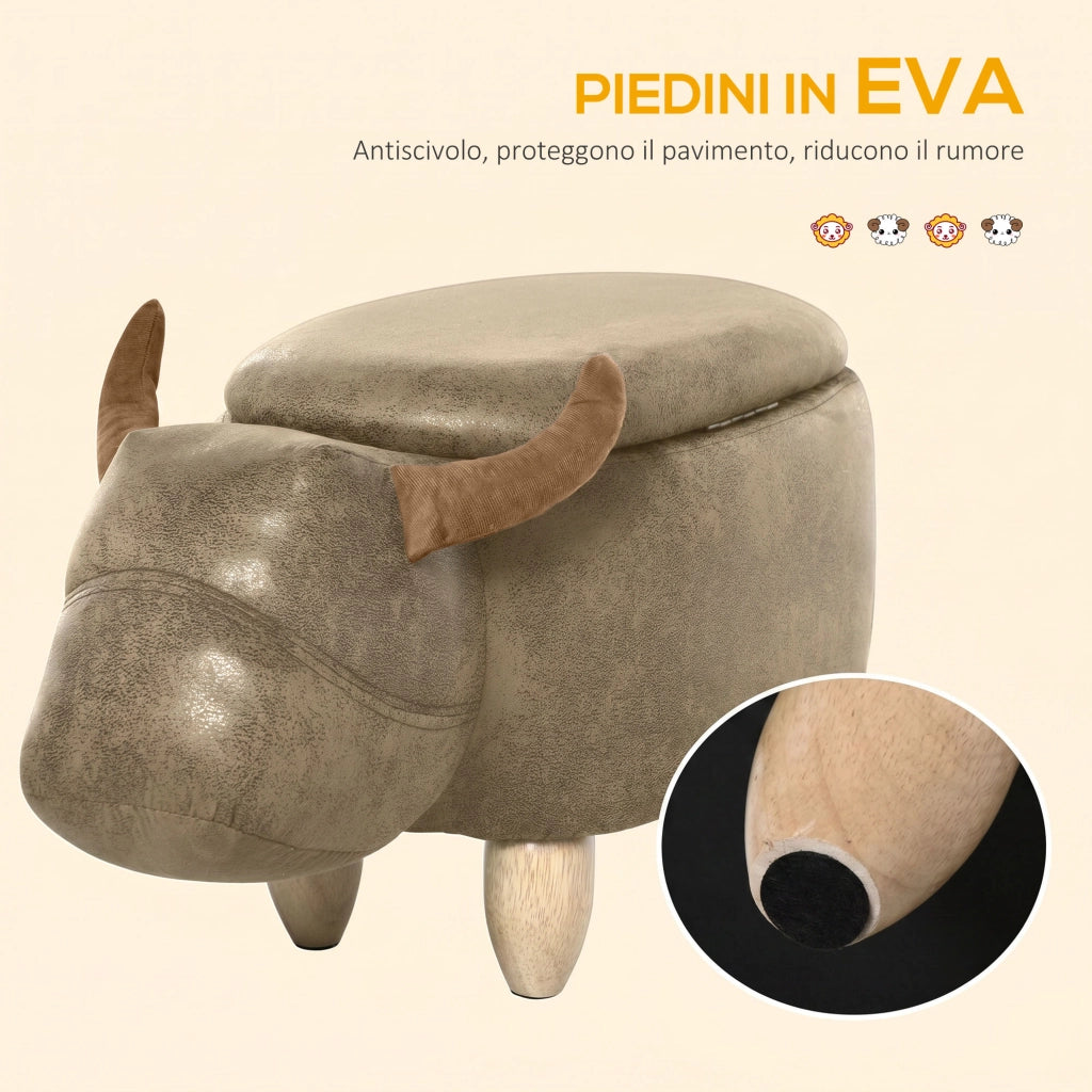 Pouf Contenitore Moderno ¨C zephmum ¨C Marrone, Legno, Imbottito, 62x35x36 cm