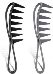 Tandkam Brede per Krullend Capello e Parrucche - 2 Pezzi - Nero Grigio - Ideale per Capelliere e Uso Salon - Adatto per Capelli Densi e Ricci - Uomini e Donne - Qualità Professionale