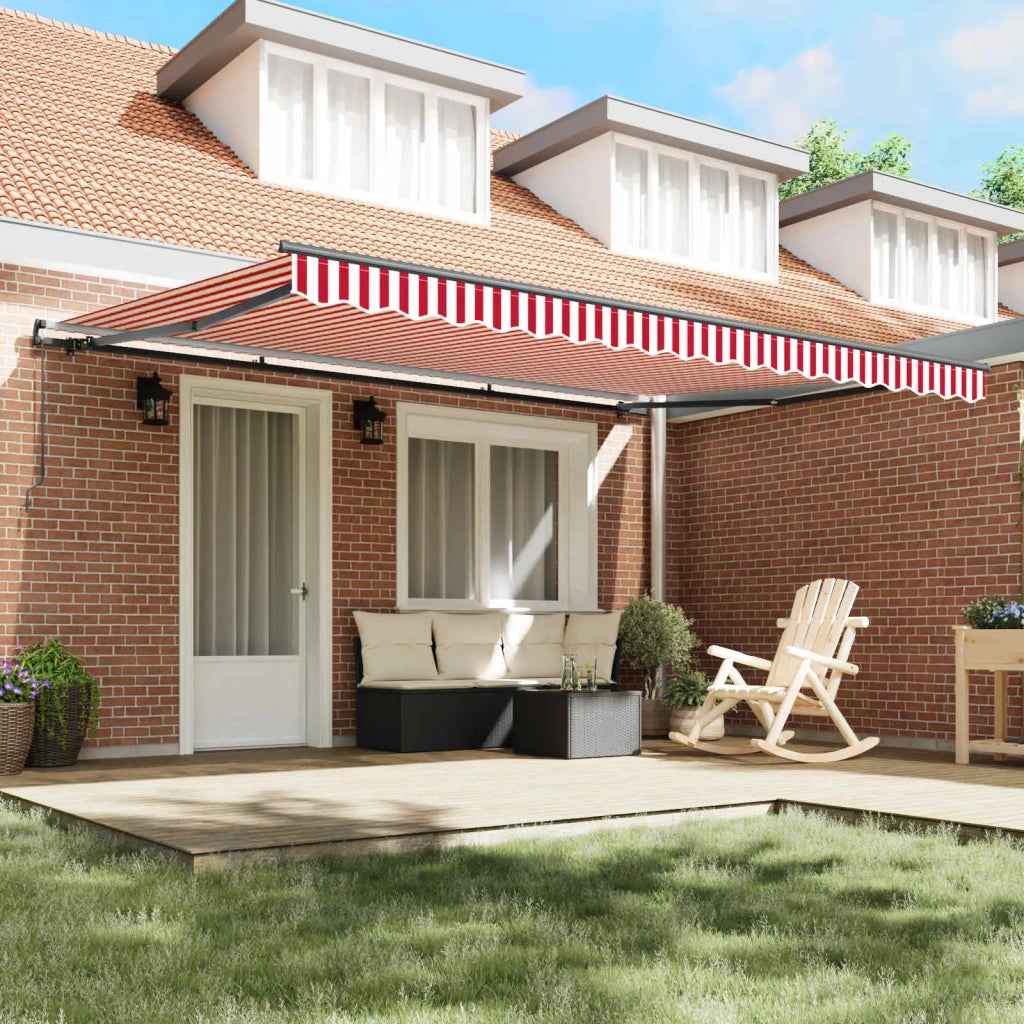 Tenda retrattile-Tenda parasole per balcone Rosso e Bianco 450 ¡Á 300 cm