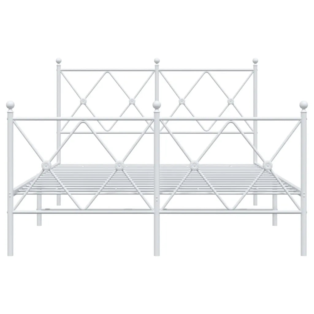 Giroletto con Testiera e Pediera Metallo Bianco 120x200 cm 376567