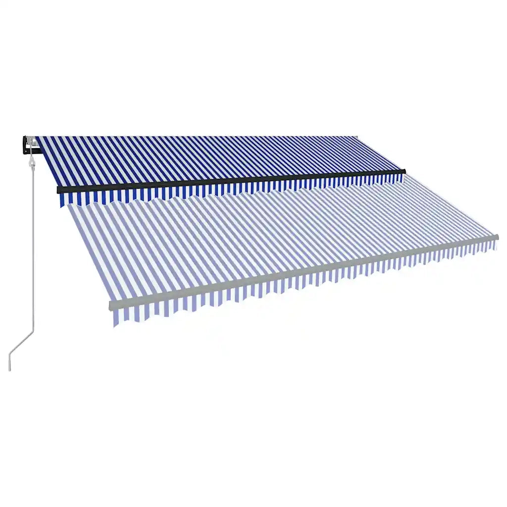 Tenda con Sensore Vento e LED 500x300 cm Blu e Bianca 3051283