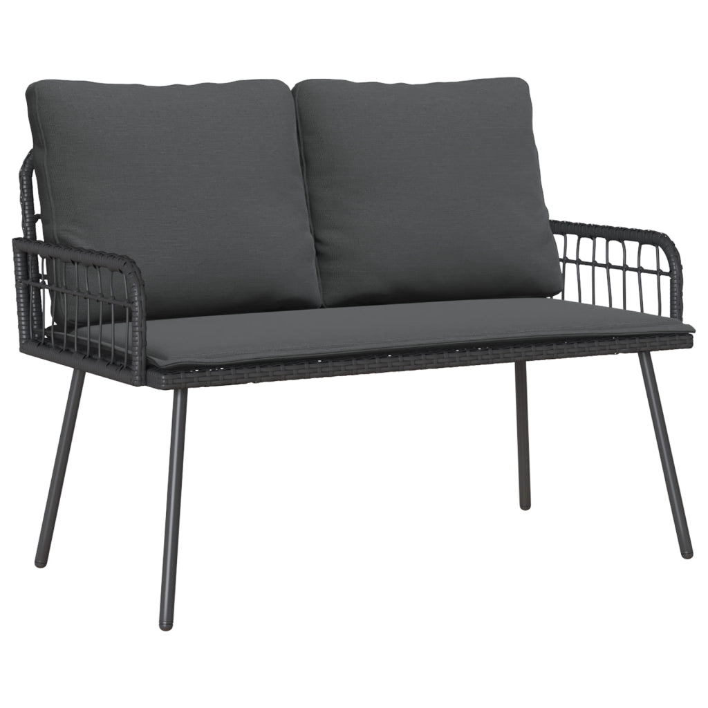 Panchina da Giardino  Nera 114x64x78 cm in Polyrattan